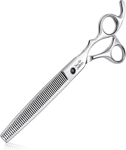 JASON Left Handed 7" 50 Teeth Blending Dog Grooming Scissor, Ergonomic Cats Grooming Thinning Shears Pets Trimming Kit with Offset Handle and a Jewelled Screw, Sharp, Comfortable Blender Christmas - Image 10