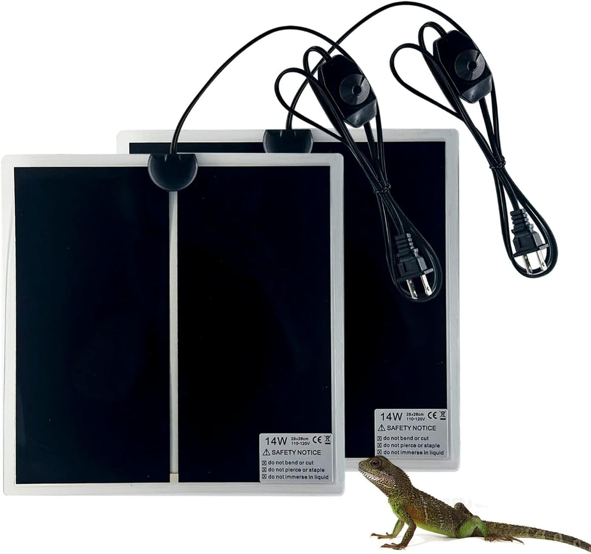 Reptile Heating Mat, 2PCS Reptile Heating Pad with Temperature Adjustment for Reptiles Tortoise Snakes Lizard Gecko Hermit Crab Amphibians - Removable Terrarium Heat Mats(20W,11x16.5 inches) - Image 10