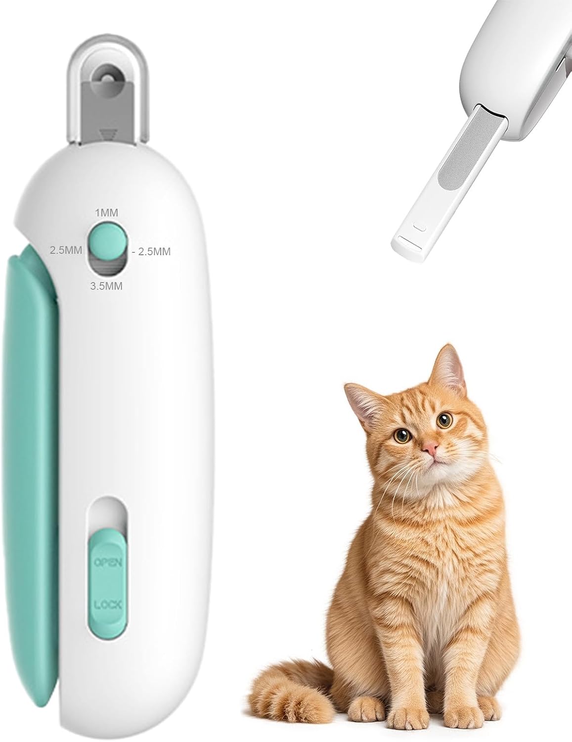 Cat Nail Clipper and Trimmer with 3 Adjustable Safety Levels Trimming Hole, Professional Indoor Kitten Supplies, Puppy Grooming Tools, with Debris Catcher & Hidden Nail File Blue - Image 9