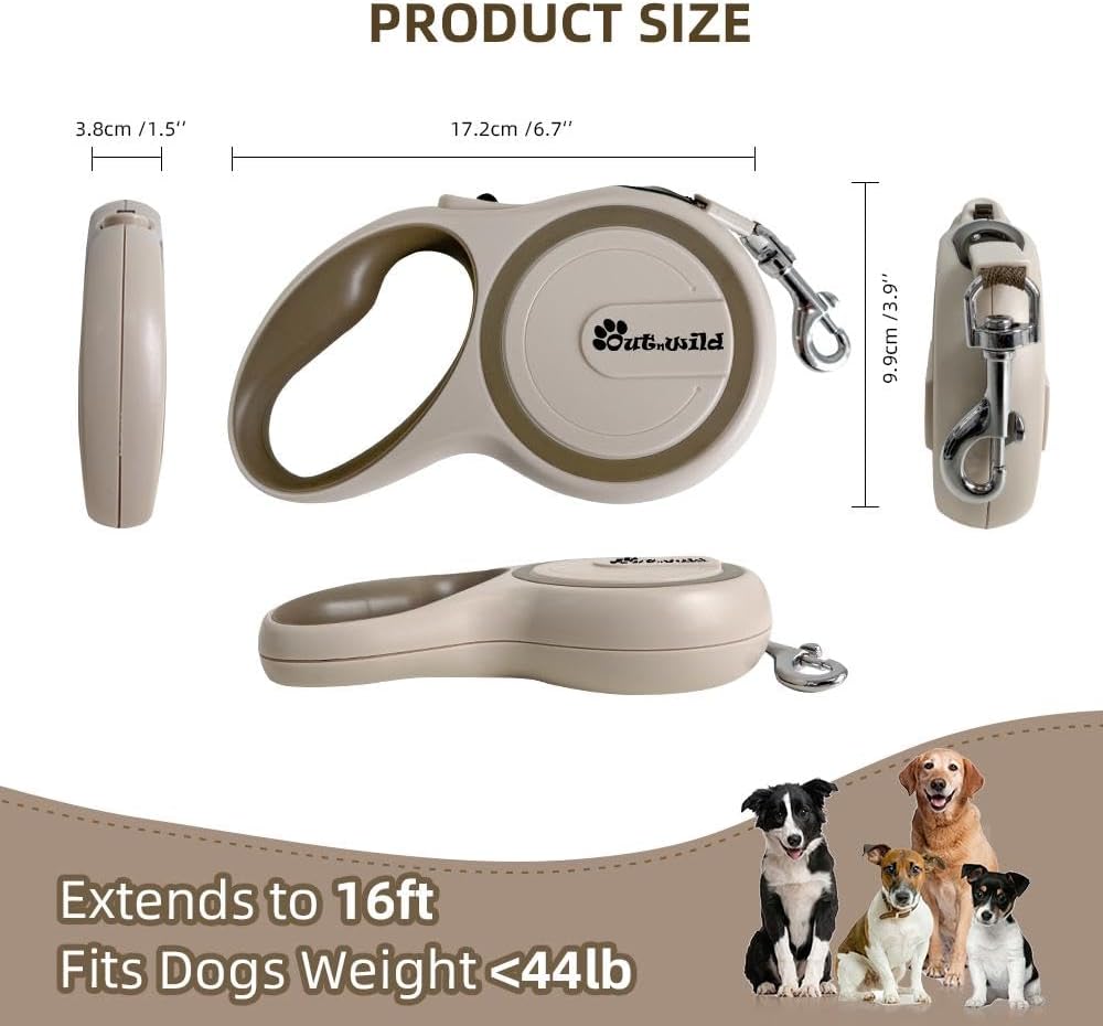 One touch quick lock braking system on dog leash