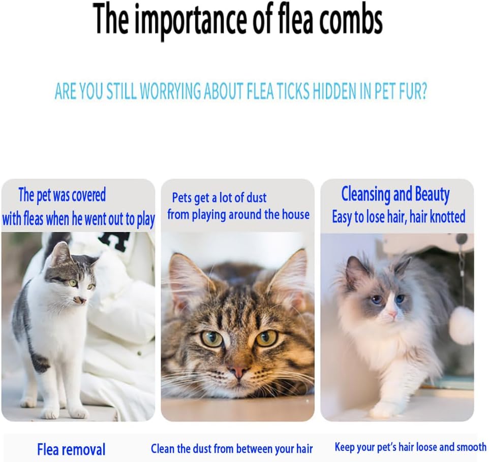 EFYUE pet comb packaging contents displaying the two piece white grooming kit for tear stain removal