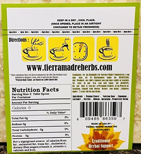 Caffeine free vegetarian women cycle tea bags by Tierra Madre displayed on a clean background.