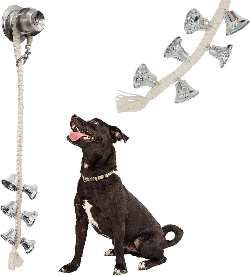 Dog Hanging Doorbells| 6 Extra Loud Dog Potty Training Bells| Adjustable Durable Braided Rope Door Bell for Dogs to Ring to Go Outside(Silver, Large) - Image 11