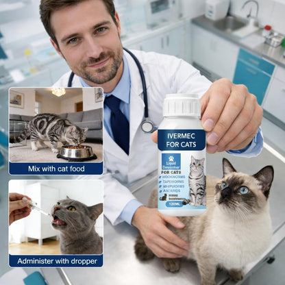 Natural feline internal health cleanser liquid supplement bottle side view