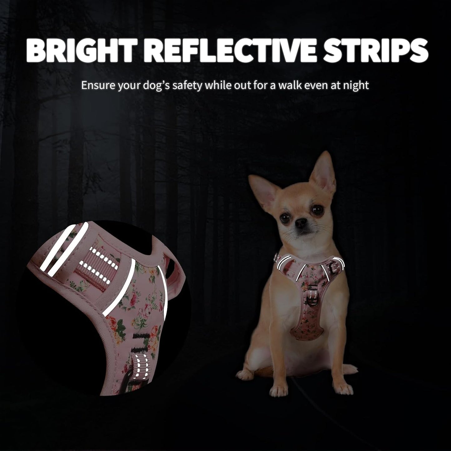 Breathable mesh lined dog harness with quick release buckles size medium