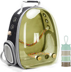 Bird Traval Carrier Cage, Clear Space Capsule Astronaut Backpack to Carry Parakeet Cockatiel Parrot with Metal Tray Bird Feeder Wood Perch, Vet Transport Bag - Image 12