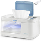 Hebafri baby wipe warmer and dispenser front view in white