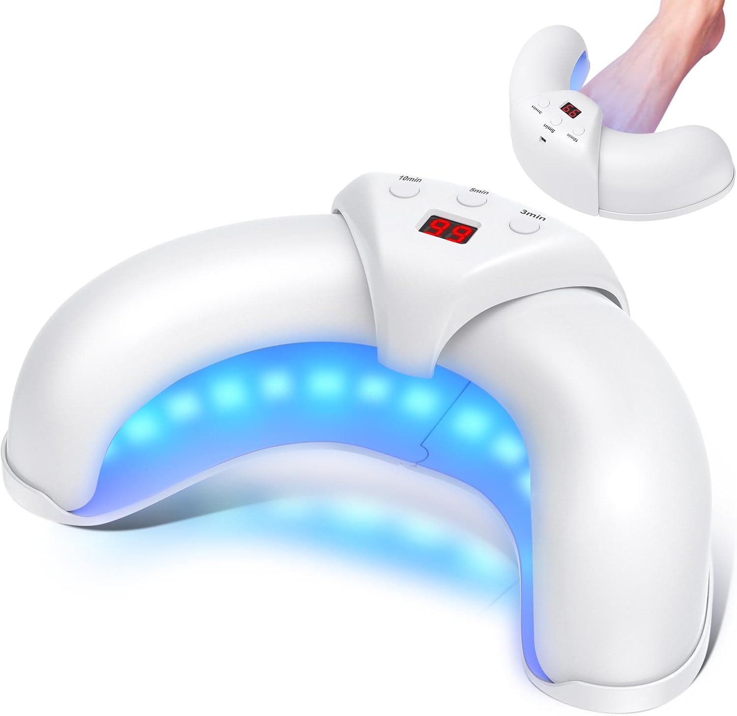 ZZP Nail Fungus Device front view showing U-shaped light therapy chamber