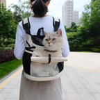 PUUROF small dog backpack side view highlighting zippered storage compartments