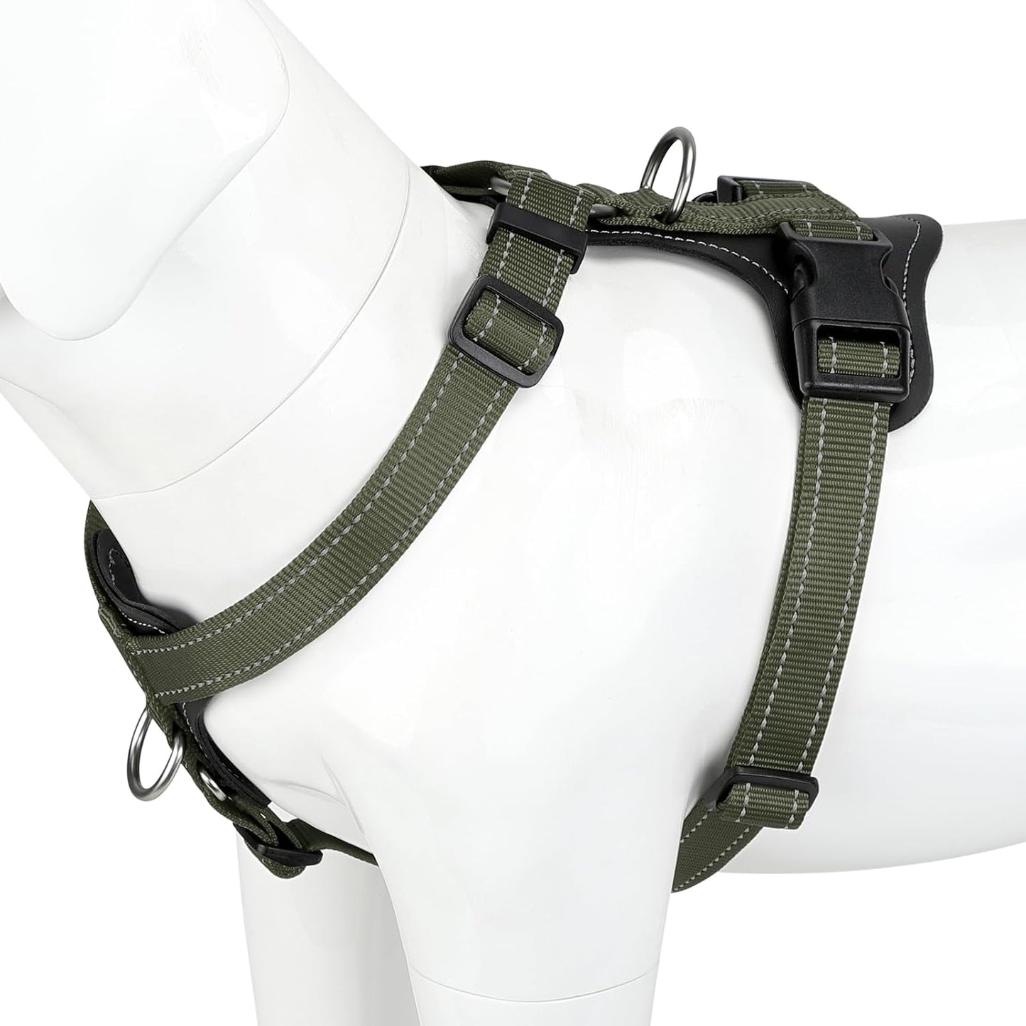 Plutus Pet Adjustable No Pull Dog Harness with Leather Accents, Heavy Duty Reflective Nylon Vest for Training, Hiking, Easy Walk Harness for Small, Medium, Large Dogs (Purple, L) - Image 12