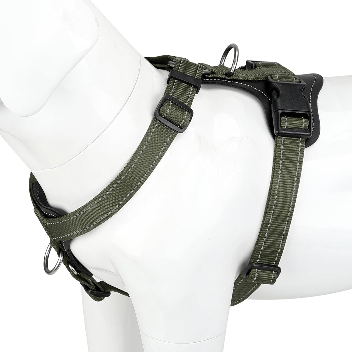 Plutus Pet Adjustable No Pull Dog Harness with Leather Accents, Heavy Duty Reflective Nylon Vest for Training, Hiking, Easy Walk Harness for Small, Medium, Large Dogs (Purple, L) - Image 12