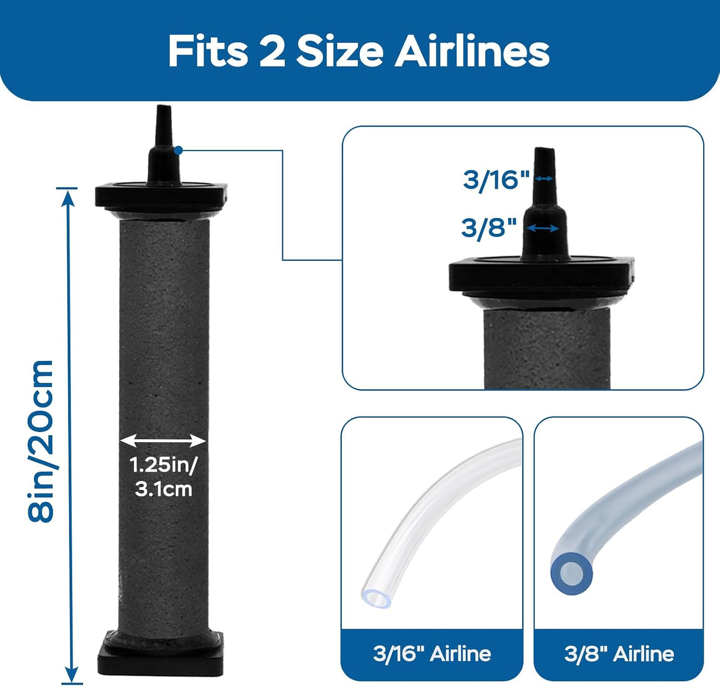 Stepped nozzle connection on the AquaMiracle eight inch rubber diffuser.