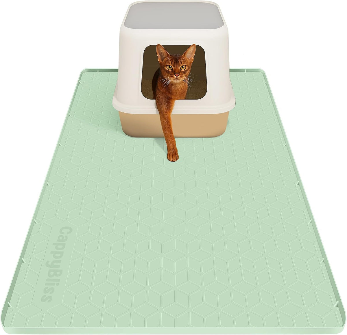 CappyBliss waterproof cat litter box floor guard demonstrating flexible silicone design