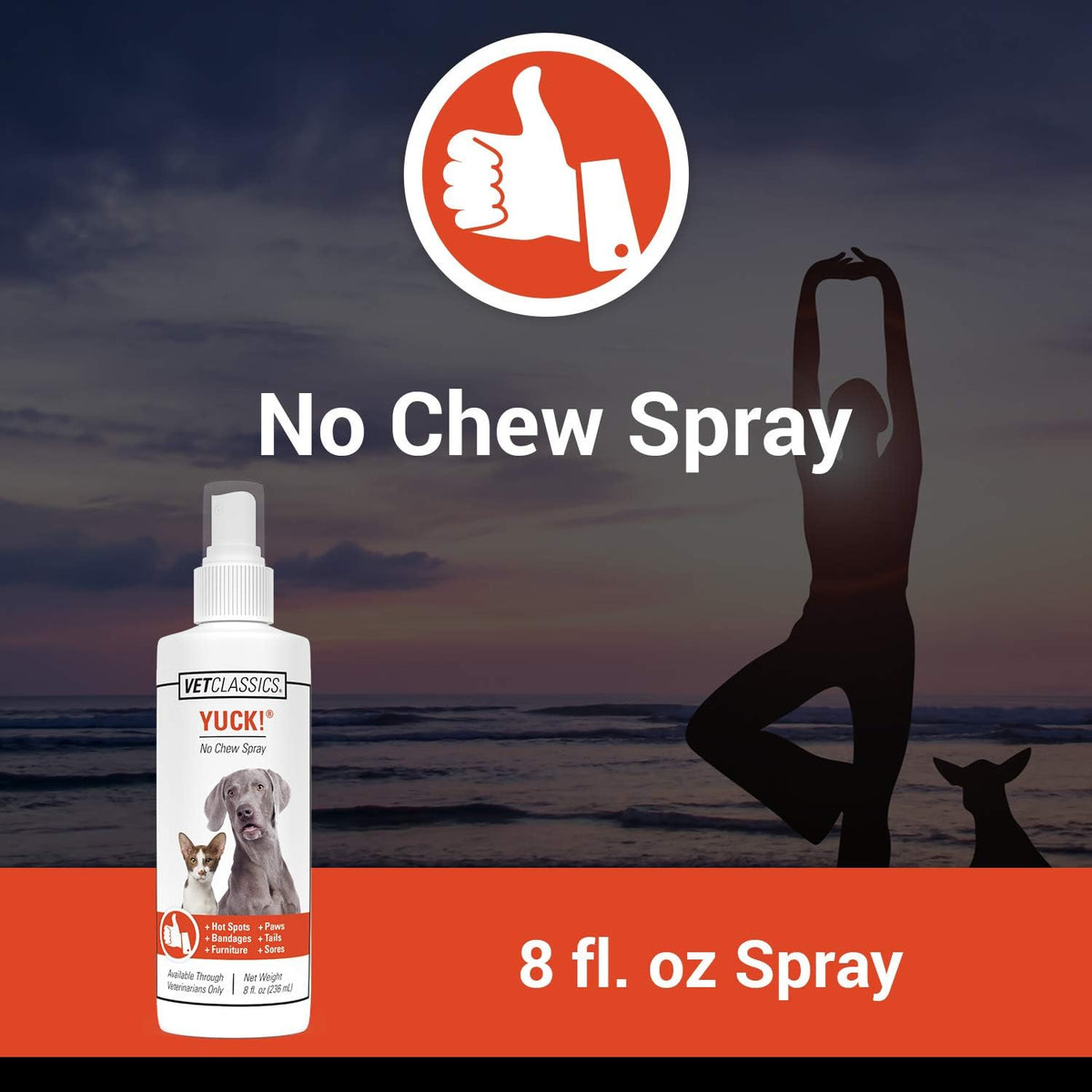 Vet Classics pet deterrent spray bottle on white background