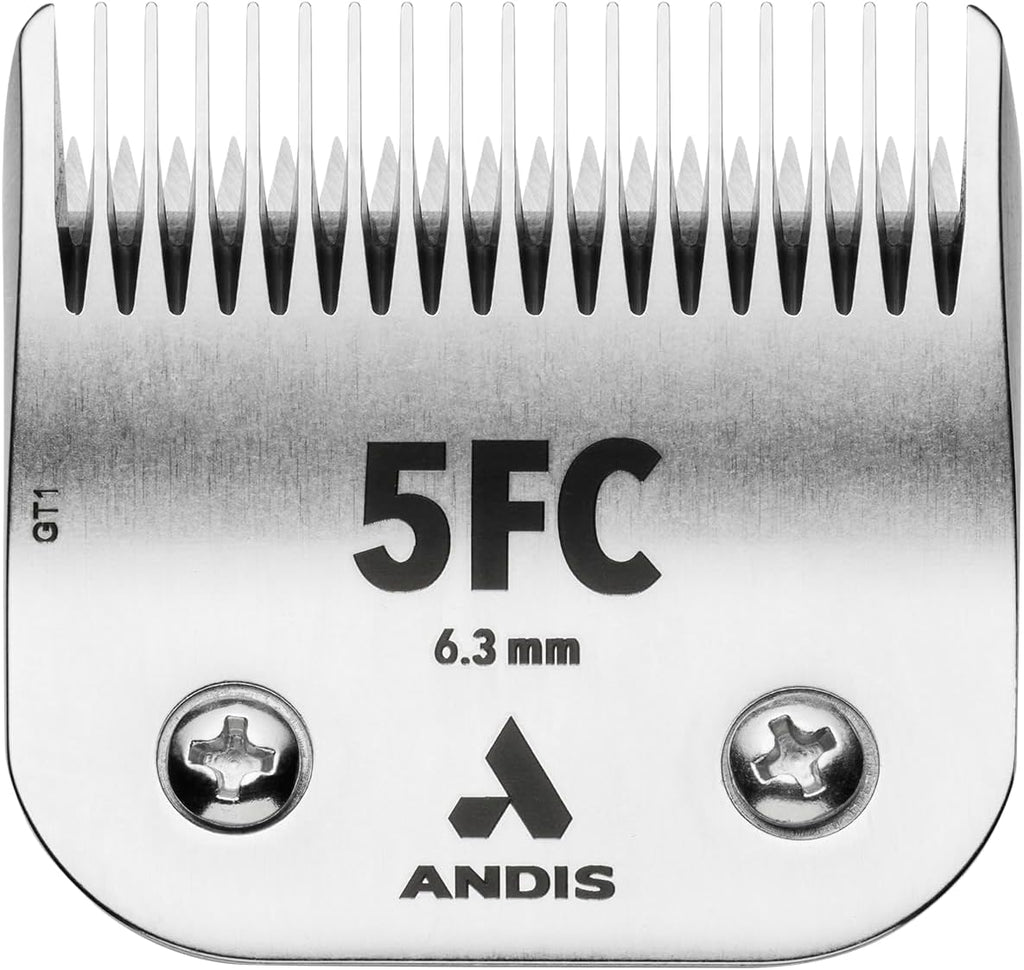 Andis 72615 professional dog grooming blade back view illustrating universal fit mechanism.