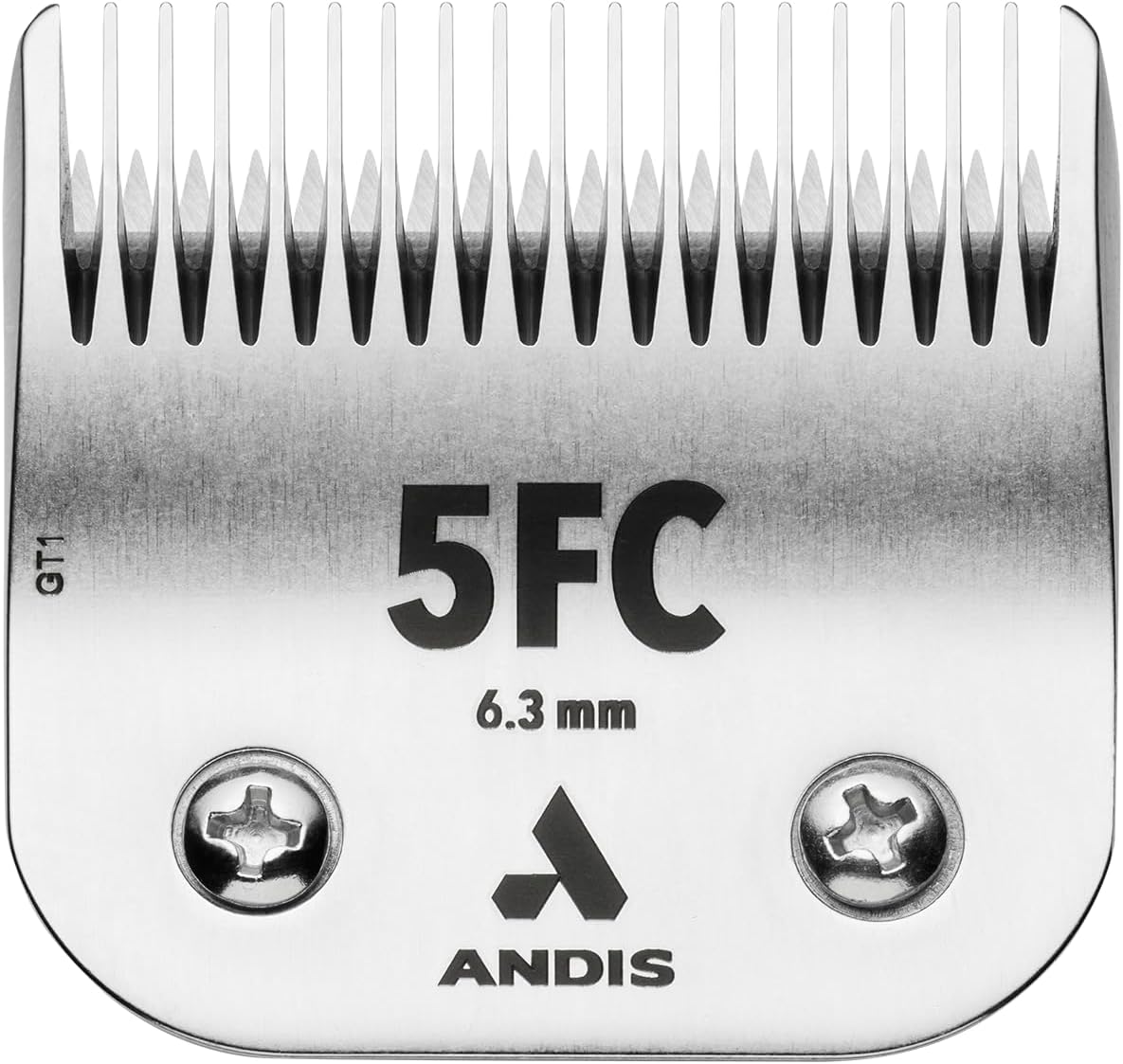 Andis 72615 professional dog grooming blade back view illustrating universal fit mechanism.