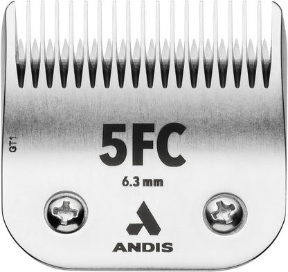 Andis 72615 professional dog grooming blade back view illustrating universal fit mechanism.