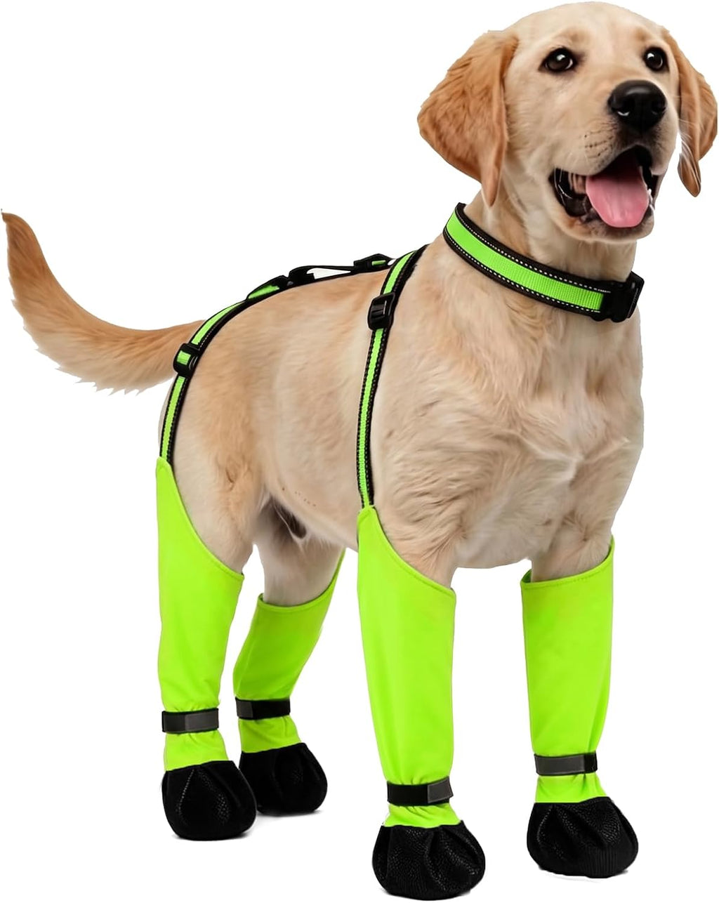 All-in-One Dog Suspender Boots for Small, Medium & Large Dogs - Waterproof Paw Protectors with Non-Slip Sole & Reflective Straps, Ideal for Rain, Snow, and Hiking (Black, L) - Image 10