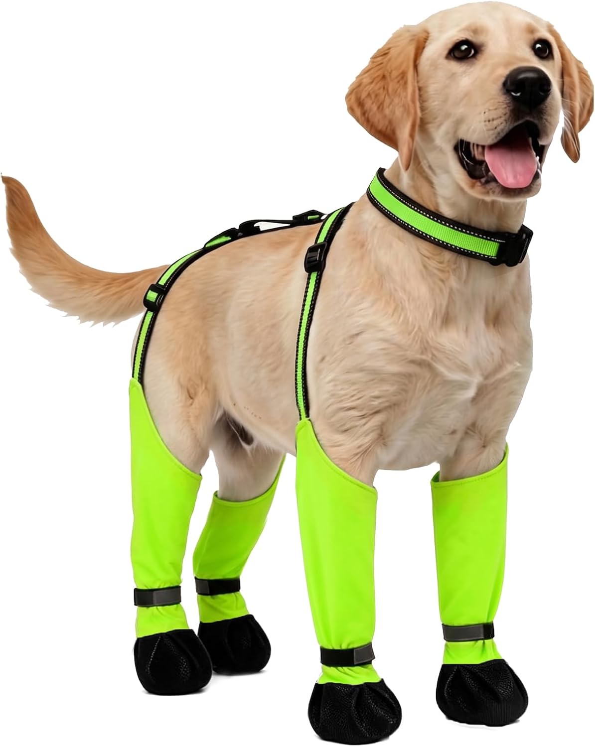 All-in-One Dog Suspender Boots for Small, Medium & Large Dogs - Waterproof Paw Protectors with Non-Slip Sole & Reflective Straps, Ideal for Rain, Snow, and Hiking (Black, L) - Image 10