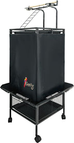 Folded easily bird cage cover displaying neat seams and durable construction