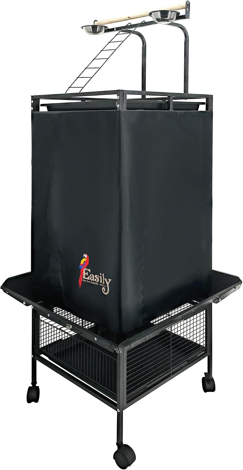Folded easily bird cage cover displaying neat seams and durable construction
