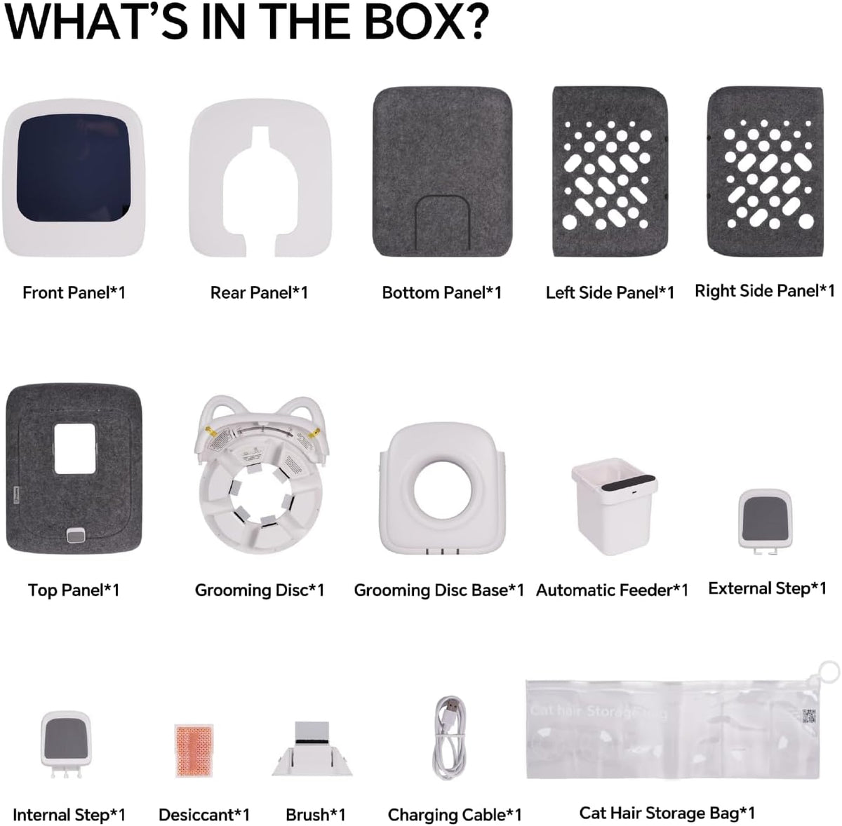 PawSwing self grooming cat house packaging box and included accessories