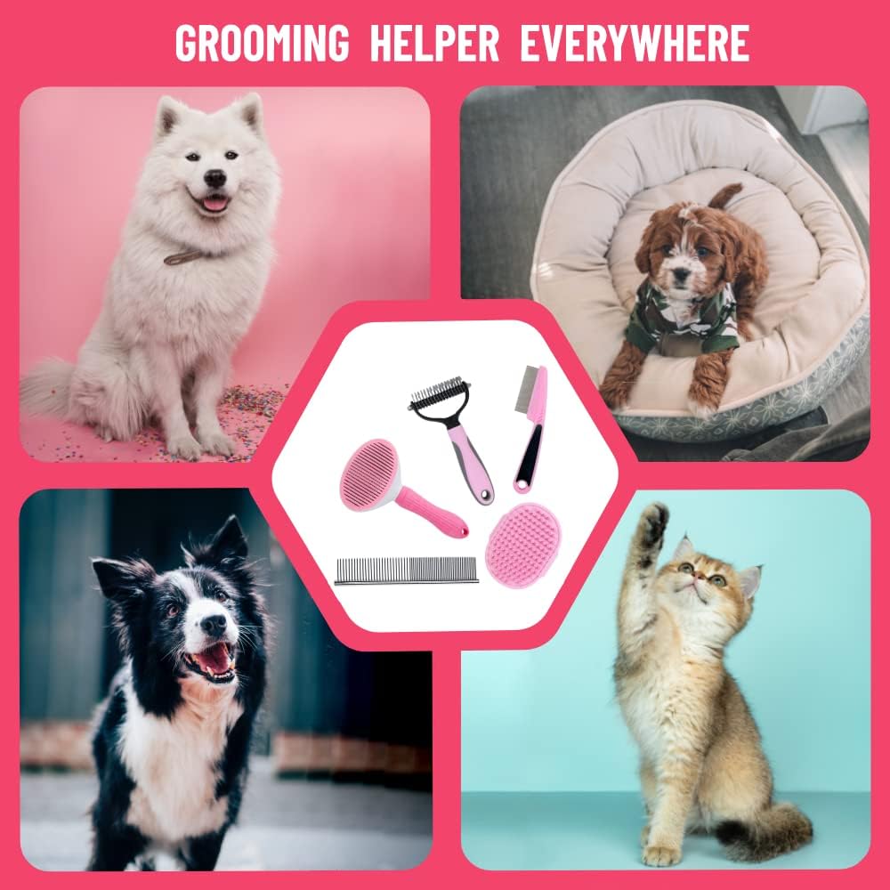 Master Queen 5 piece pet kit completely packed inside the matching pink reusable water resistant zipper bag
