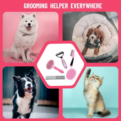 Master Queen 5 piece pet kit completely packed inside the matching pink reusable water resistant zipper bag
