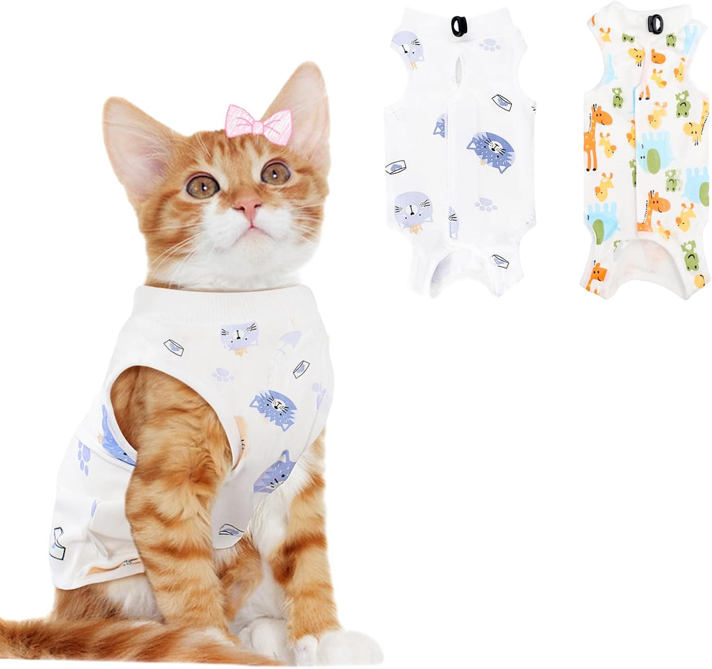 Coppthinktu 2 PCS Cat Recovery Suit for Spay Abdominal Wounds Cat Onesie for Cats After Surgery Recovery Suit Female Breathable E-Collar Alternative Kitten Onesie Anti Licking Small - Image 10