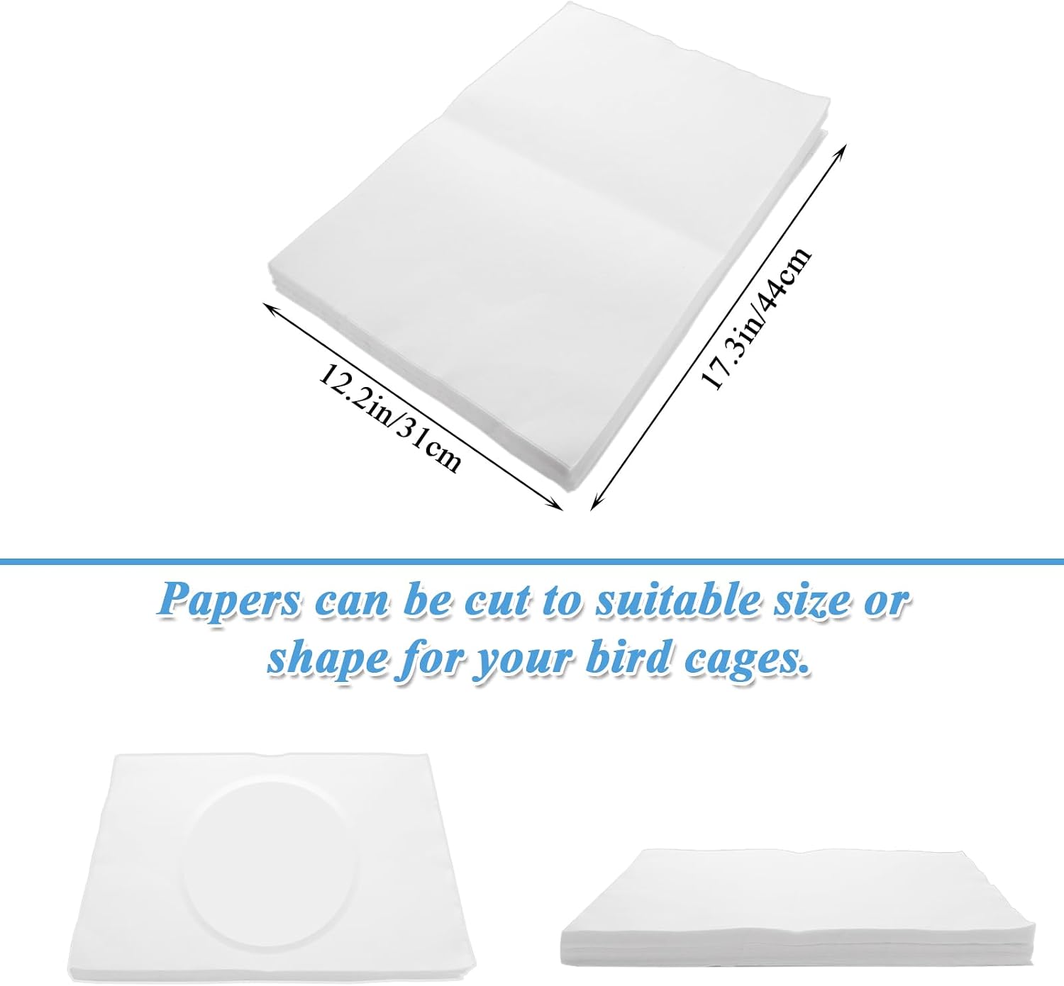 200 Pack Bird Cage Liner Papers, 17x12 Inch Non-Woven Bird Cage Liners Disposable Cage Paper Liners, Precut Absorbent Cushion Pad Mat Accessories for Pet Bird Parrot - Image 2