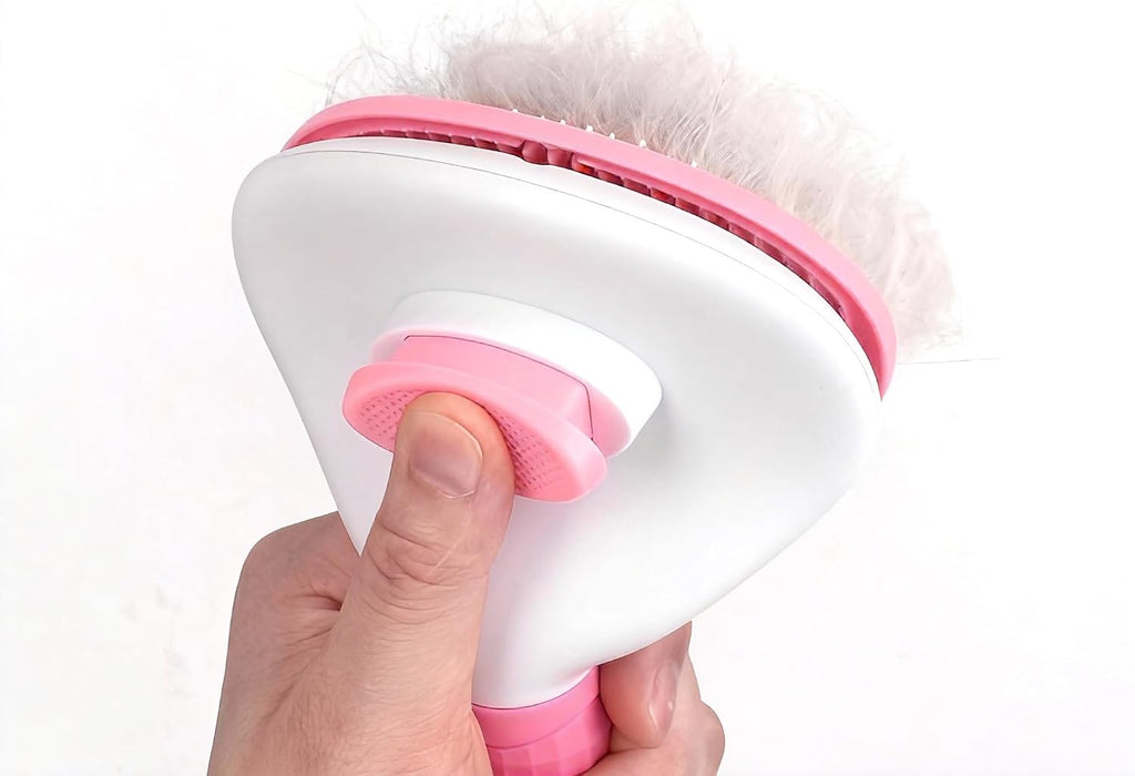 Valuevibes self-cleaning slicker brush for cats showing pink and white design