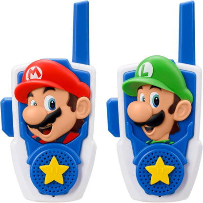eKids Super Mario walkie talkies for kids front view showing Mario and Luigi designs