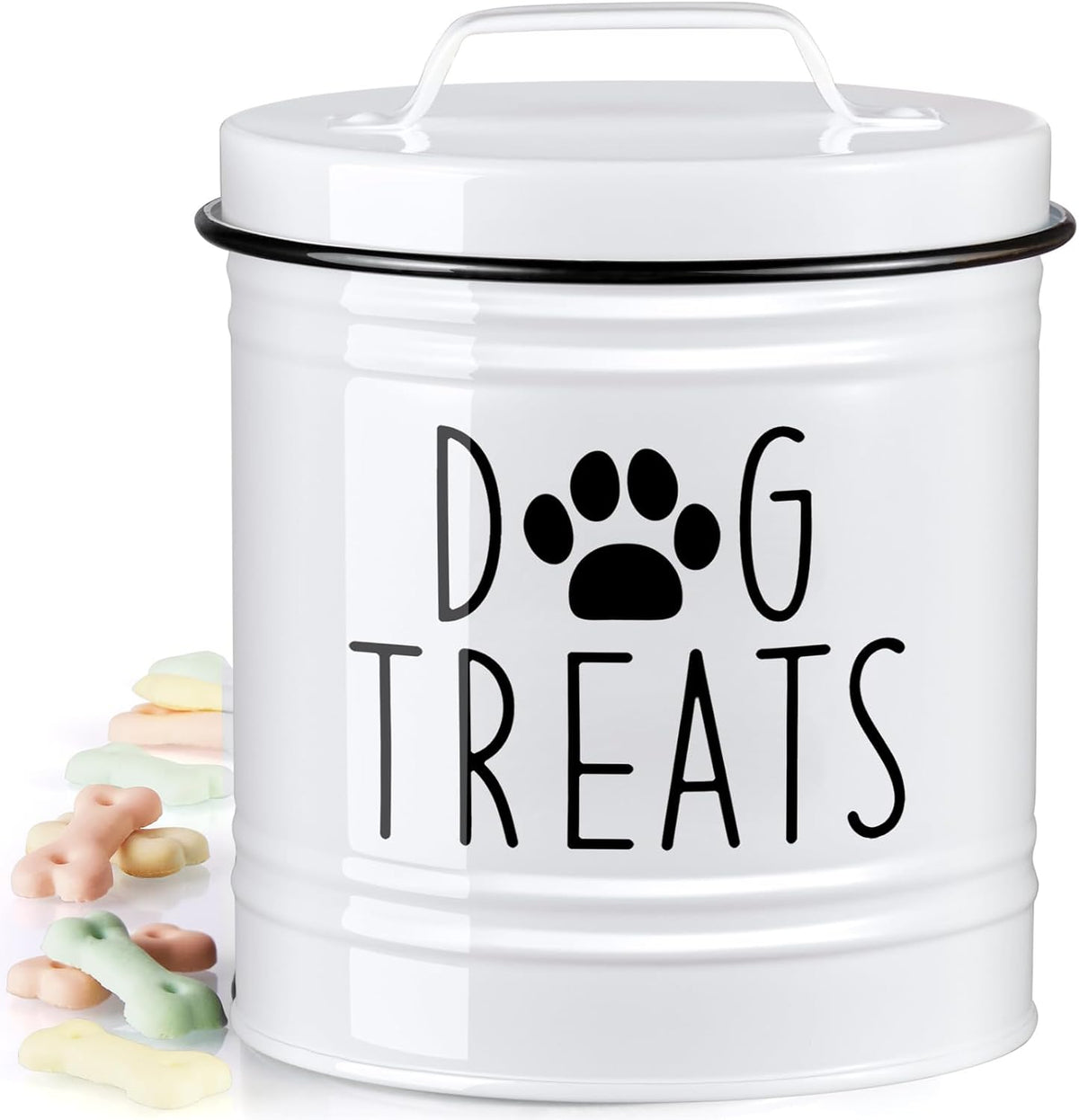 Rustic black stainless steel treat canister
