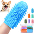 Sarnxgr 6 Piece Silicone Dog And Cat Toothbrush Kit front view