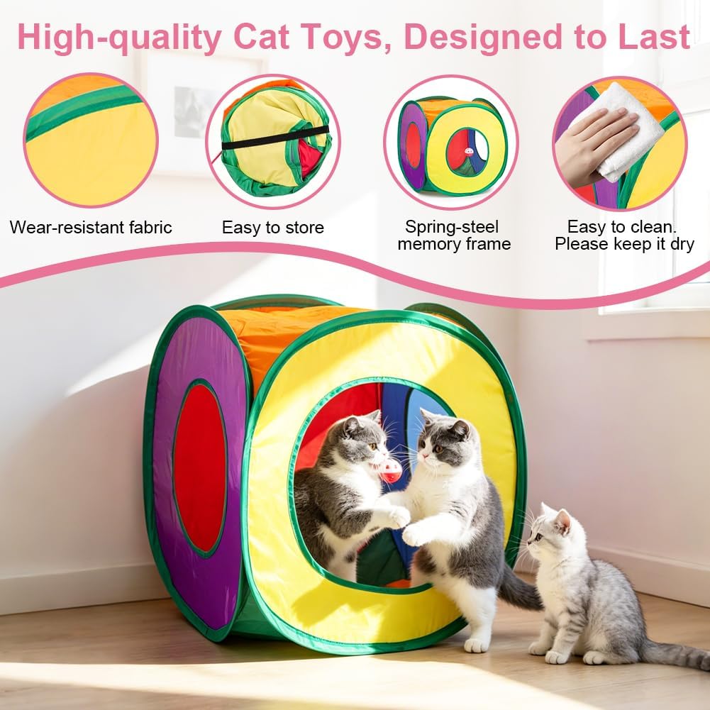 Retro Shaw imported pet toy collection displaying the memory steel frame tunnel folded flat for storage.