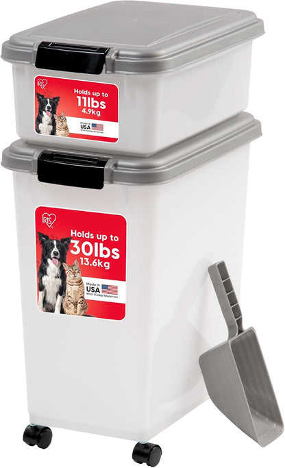 IRIS USA Dog Food Storage Container 30 lb + 11lb Airtight Combo, Stackable Pet Food Storage Bin with Wheels for Cat Dog Food, BPA Free, Made in USA, Black - Image 10