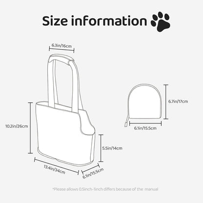 Small pet inside Pawaboo pink ribbon tote bag