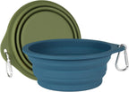 SLSON silicone pet feeding bowls folded flat showing half inch thickness