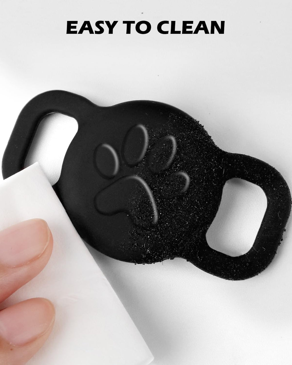Waterproof airtag protective holder being rinsed under water to showcase easy cleaning capabilities