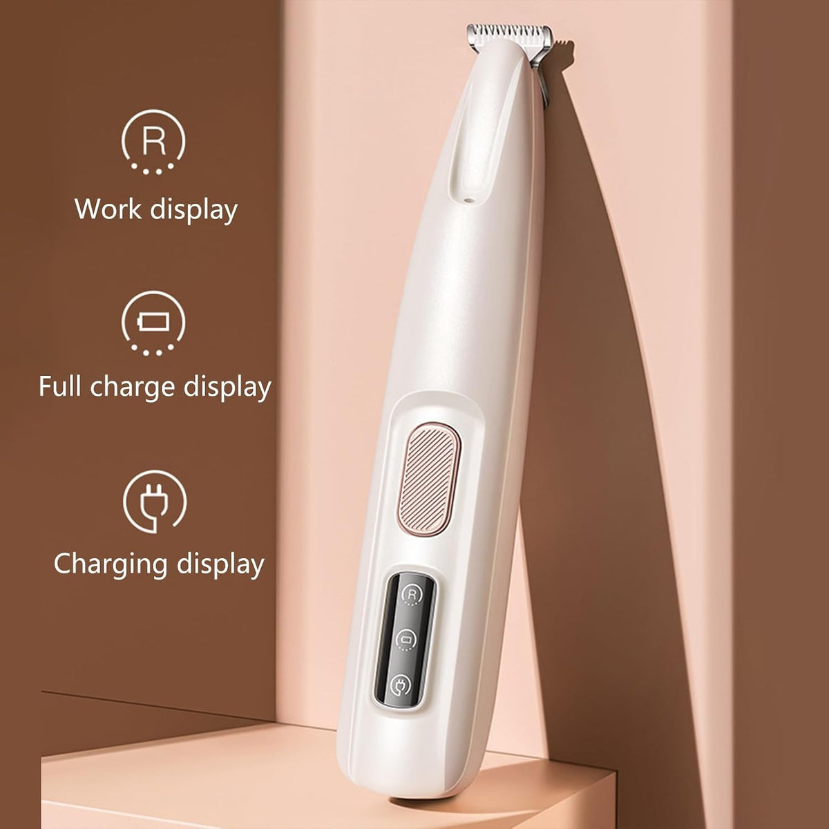 Generic Calmclippers rechargeable dog hair clipper showing the narrow stainless steel blade.