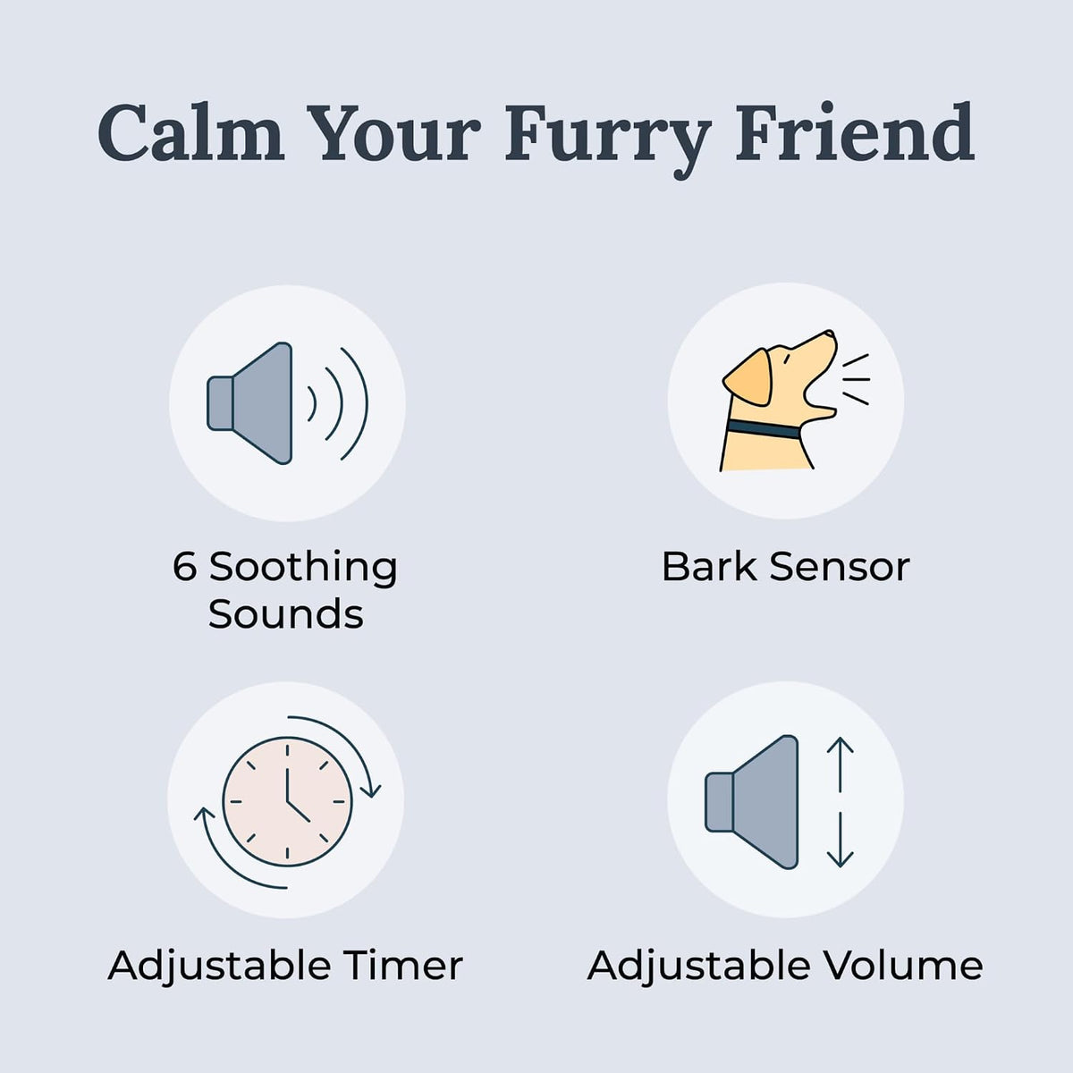 Yogasleep Pawzz pet sound machine showing the integrated bark sensor interface