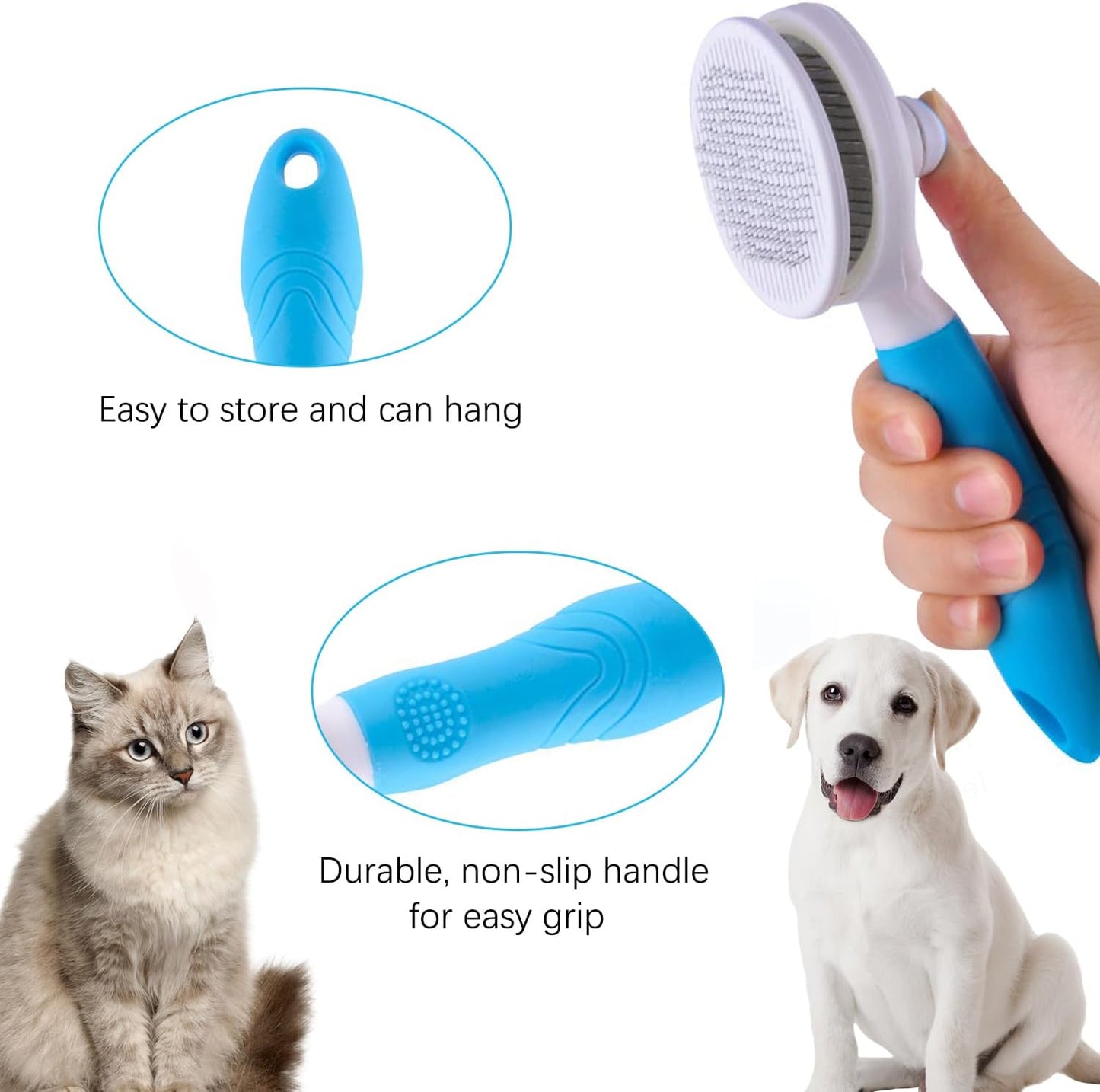 Retractable bristle function showing easy pet hair removal process