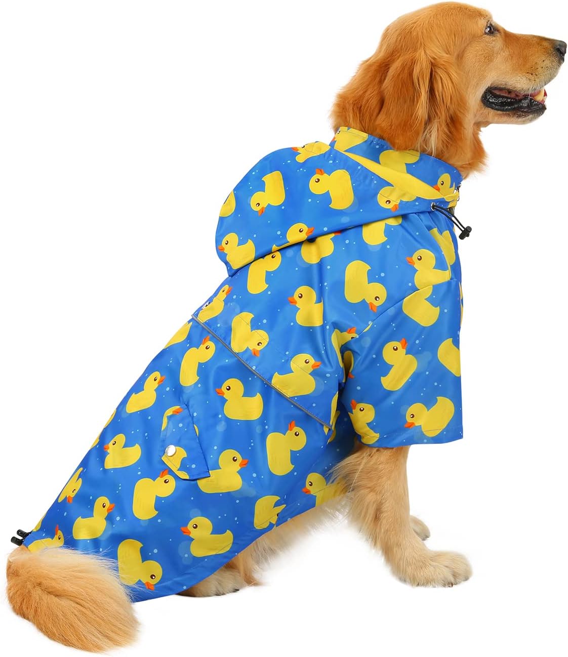 HDE Dog Raincoat Poncho Double Layer Zip Rain Jacket with Removable Hood, Leash Hole for Small to 3XL Dogs and Puppies Yellow - 2XL - Image 10
