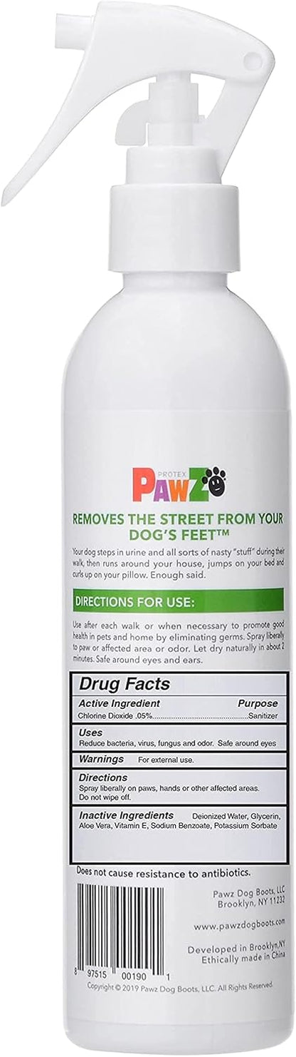 Close up of PawZ SaniPaw sanitizing spray label