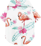 Ziagaop Hawaiian flamingo dog shirt front view