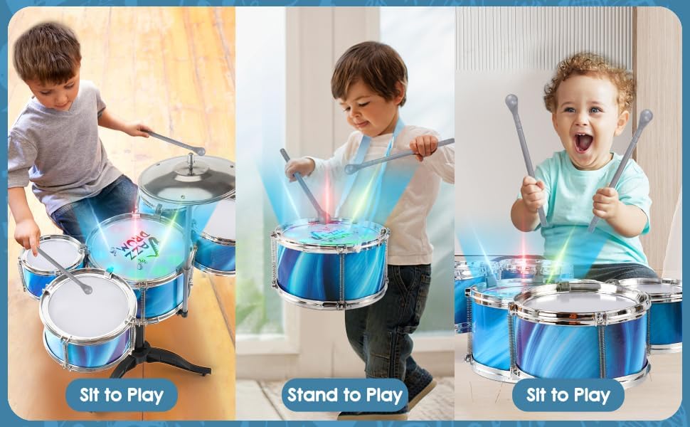 Side angle view of the assembled PaLeyFer 15-piece toddler percussion toy instrument setup