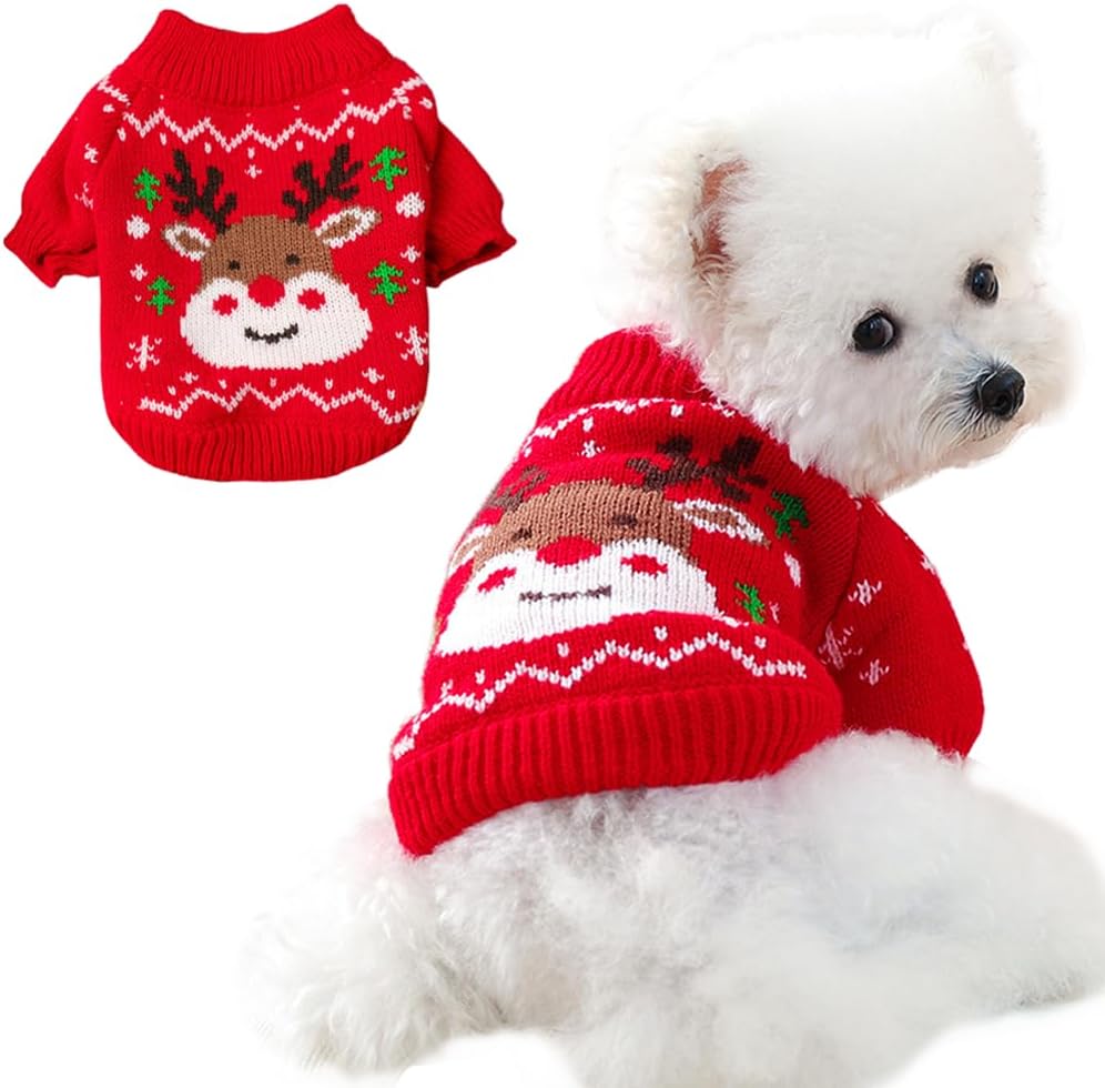 Small Dog Sweater, Knitted Tulip Cat Sweater, Warm Thick Holiday Puppy Clothes for Small Dog Girl,Cold Weather Outfit for Kitten Chihuahua Yorkie Teacup Dachshund Pug (Pink, Medium) - Image 9