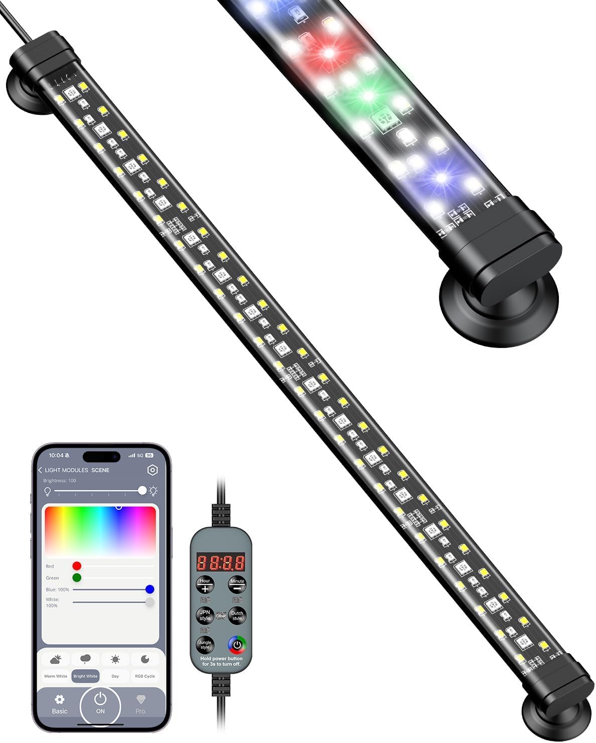 Pawfly Aquarium Light with Bluetooth for Plants, 5W 8 inch Full Spectrum Fish Tank Light for 8-15 inch Fish Tanks, Submersible LED Lights with App Control, Timer Modes & Adjustable Brightness - Image 14
