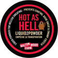 Walton Wood Farm Bver Hot As Hell Liquid To Powder 8 Ounce bottle front view for anti-chafing protection.