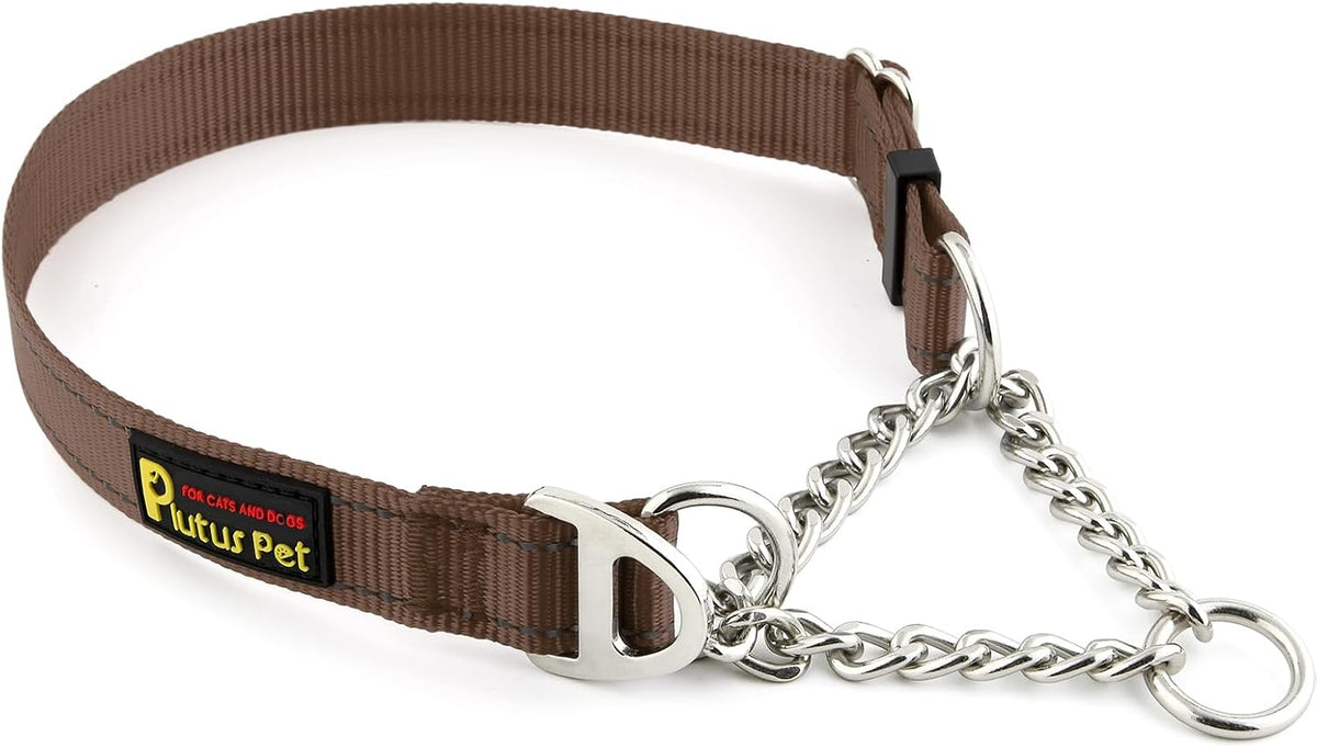 Plutus Pet Martingale Dog Collar with Stainless Steel Chain and Reflective Nylon, Adjustable No Pull Training Collar, for Small Medium, and Large Dogs, Black, M - Image 12